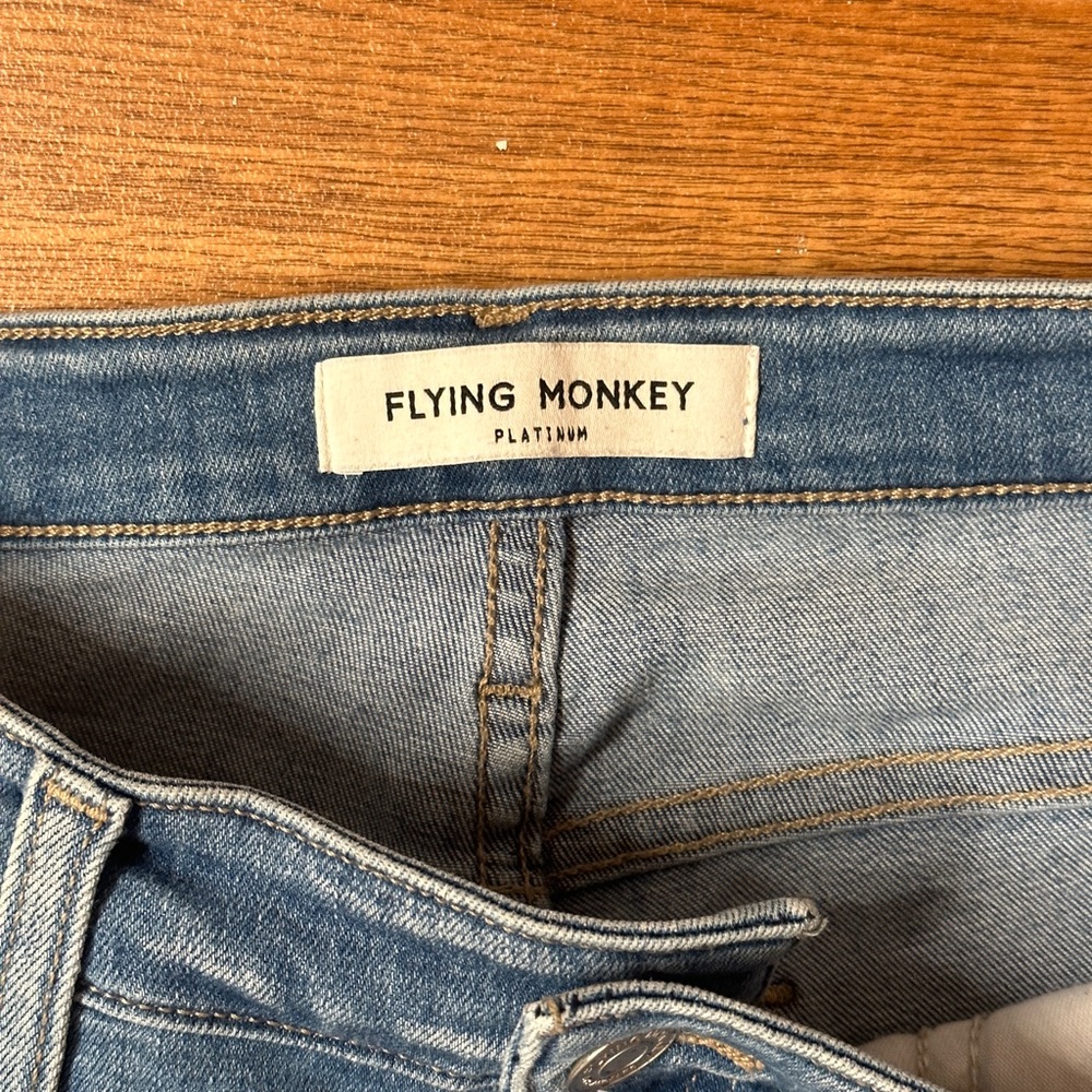 Flying Monkey Mid Rise Skinny Ankle Dark Side Stripe Jeans Size 29 - Picture 8 of 13